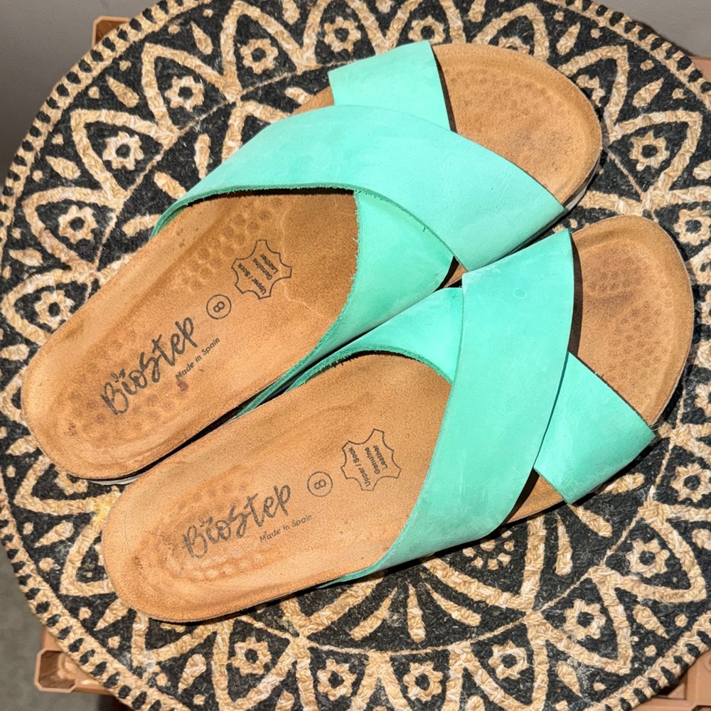 Women's Turquoise Real Leather Sandals 8
